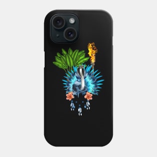 Skull with feathers and snake Phone Case