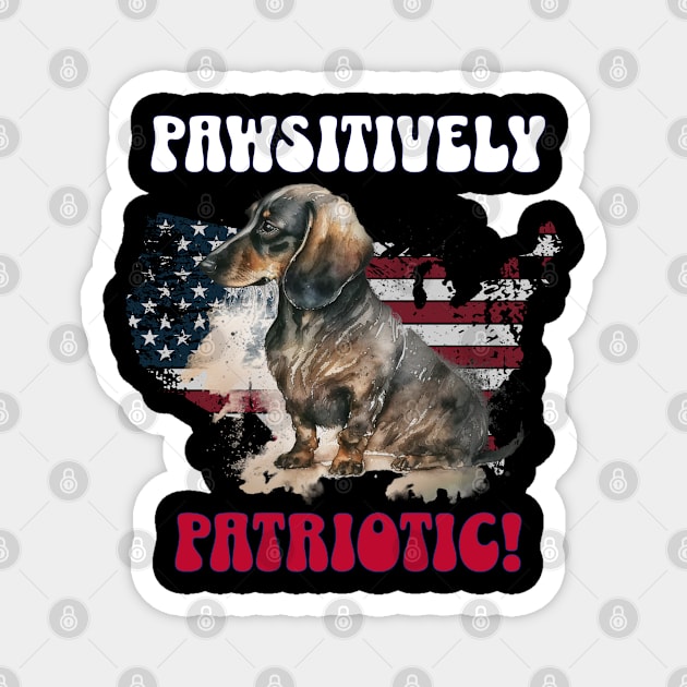 4th of July Independence Day Patriotic Dachshund Funny Design for Dog Lovers Magnet by EndlessDoodles