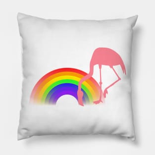 Pink Flamingo End of the Rainbow Pillow