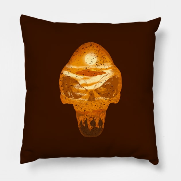 Call of the Skull distressed Pillow by Olipop