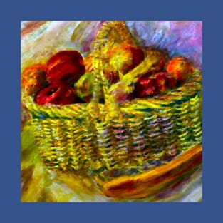 Basket With Fruit Impasto Painting T-Shirt