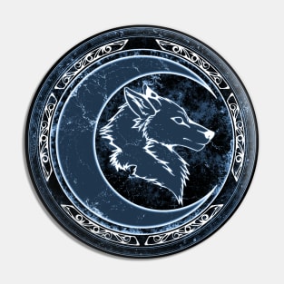 Wolf and Moon Pin