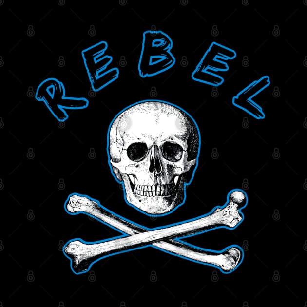 Rebel Pirate Skull and Cross Bones in Blue by DesignsbyZazz