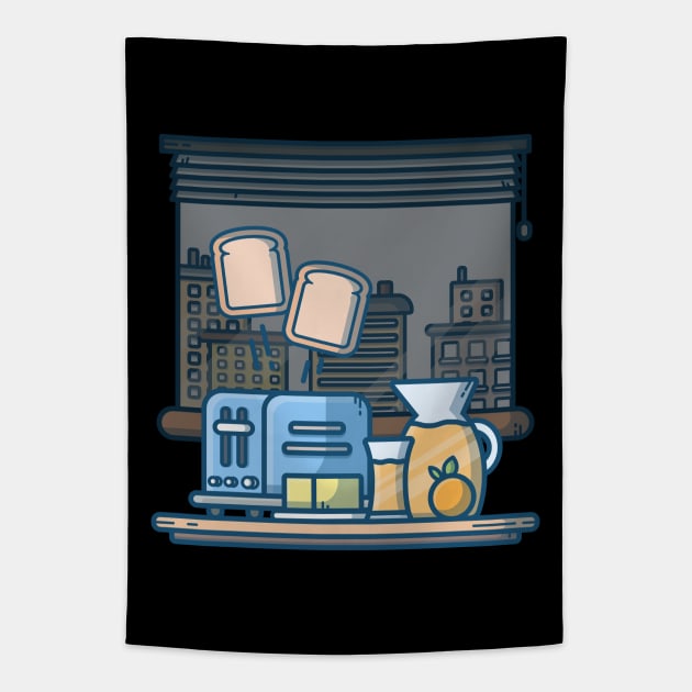 Breakfast time cartoon Tapestry by Catalyst Labs