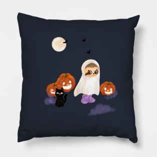 trick or treat cute litle sloth in gost costume Pillow