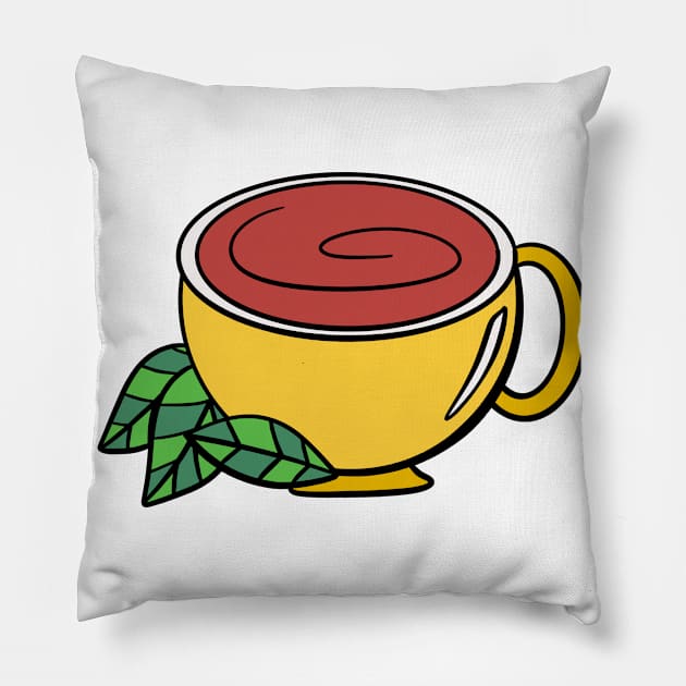 Cup of Tea Pillow by Kelly Louise Art