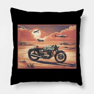 Vintage Cafe racer 50s vibe motorcycle Pillow