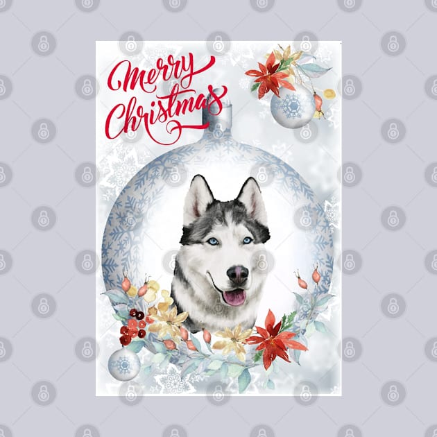 Husky Merry Christmas Santa Dog by Puppy Eyes