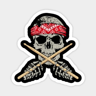 Skull and cross sticks drummers Magnet