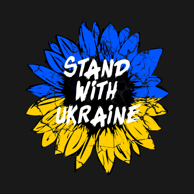 Stand with Ukraine Sunflower Ukrainian Flag Colors by Bezra