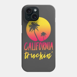 California Truckin 18 Wheeler Trucker Retro Sunset Palmtree 80s Phone Case