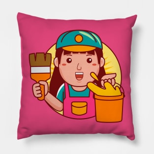 Painter Woman Pillow