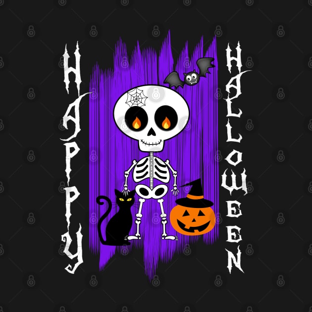 Happy Halloween Little Skeleton Funny Design for Halloween by soccer t-shirts