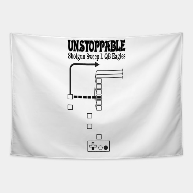 Unstoppable Tecmo Super Bowl Play shotgun sweep left QB Eagles Tapestry by Retro Sports