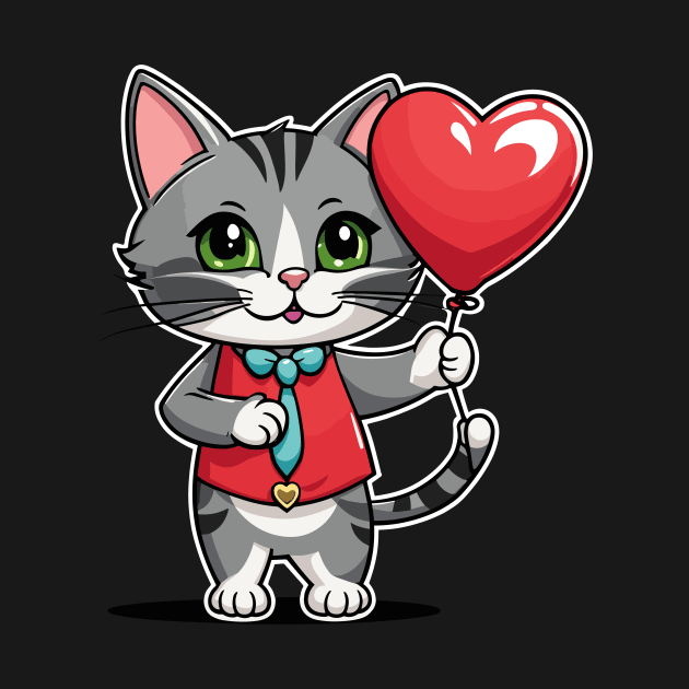 Cat Heart Balloon - Valentines Day by FluffigerSchuh