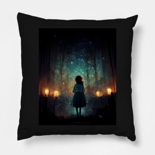 Girl Staring at the Stars - best selling Pillow