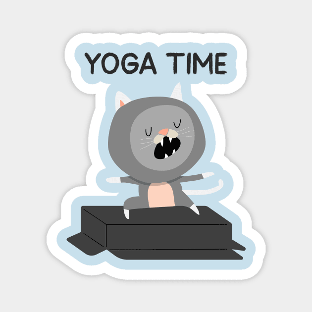 Yoga Cat / Yoga Time / Yoga Training T-shirt / Cute Cat Doing Yoga Magnet by Redboy