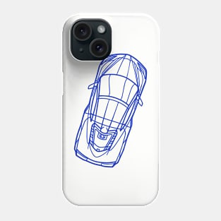 Blue C8 Corvette racecar Silhouette Outline Blue Supercar Sports car Racing car Phone Case