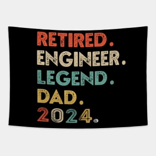 ENGINEER Retired 2024 Dad Legend Retirement Retro Tee Tapestry