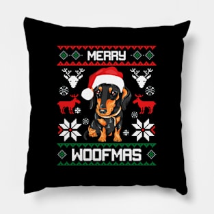 Dachshund Merry Woofmas Doxie Pillow