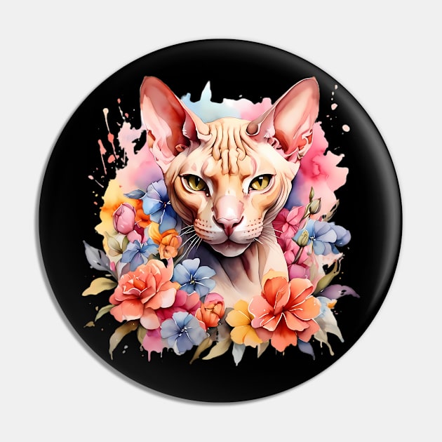 A sphynx cat decorated with beautiful watercolor flowers Pin by CreativeSparkzz