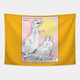 Dinosaur Cat Color Your Own Shirt Coloring Book Collage Sunrise Y2K Design Tapestry