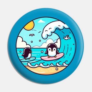 Penguin Paradise Surf Pin