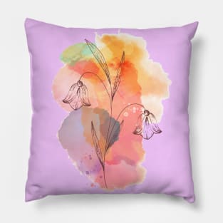 Hand Drawn Flowers and Leaves Artwork Pillow