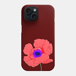 Digital Colored Poppy Flower Sketch (MD23Mrl003) Phone Case