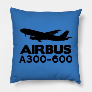 Airbus A300-600 Silhouette Print (Black) Pillow