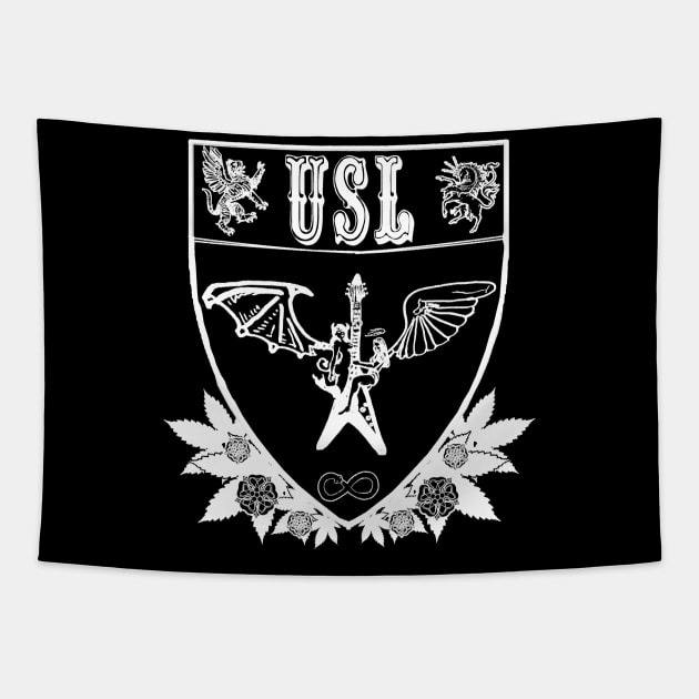 USL crest with ladies, (Black Tee) Tapestry by The Taoist Chainsaw