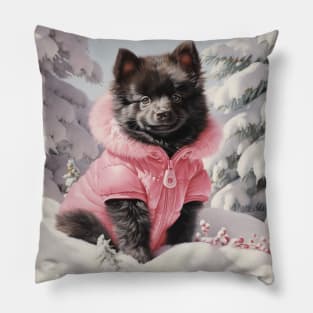 Schipperke In Snow Pillow