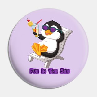 Pengiuin Cute Sunbathing Cartoon Fun In The Sun Pin