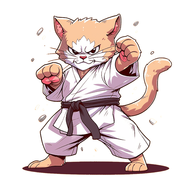 karate cat Kids T-Shirt by lets find pirate