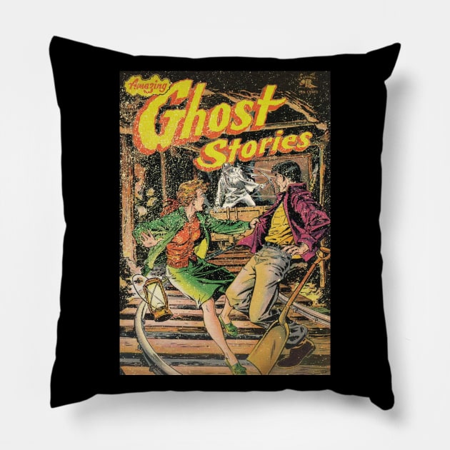 Amazing Ghost Stories 16 (weathered variant) Pillow by GloopTrekker