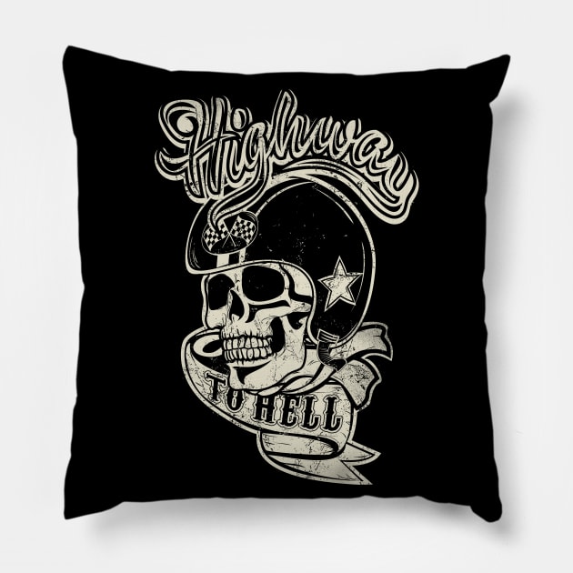 Biker Skull Pillow by shirtsandmore4you