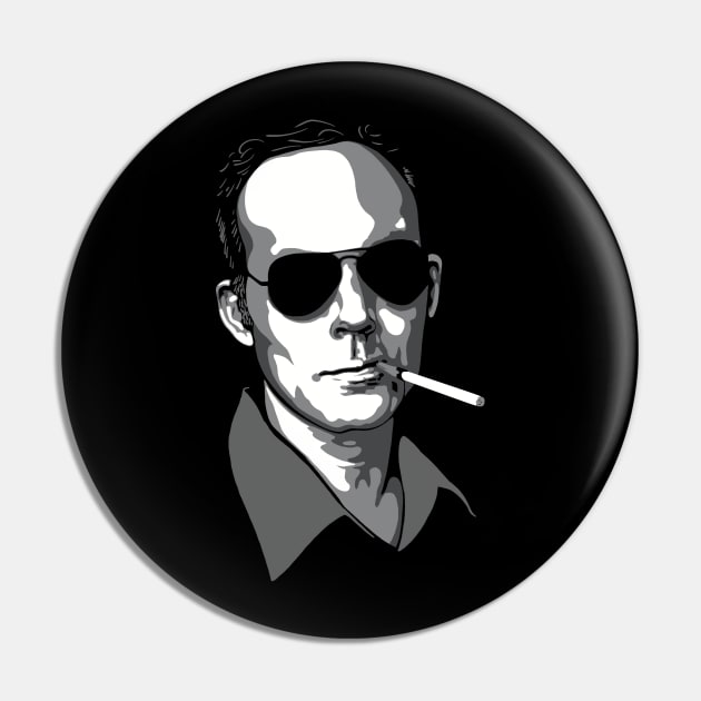 Hunter S Thompson greyscale Pin by @johnnehill