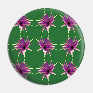 Purple FlowerPattern - Wild Salsify on Moss Green Pin