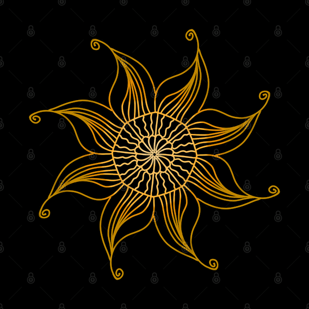 Gold Mandala Flower by Susy Maldonado illustrations