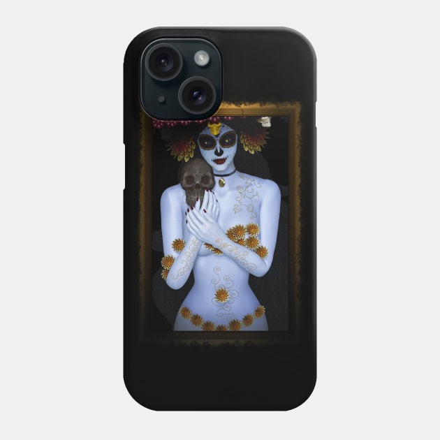 The naked La muerte Phone Case by Liquid Feline