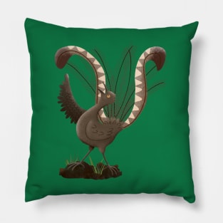 Cute happy superb lyrebird cartoon illustration Pillow