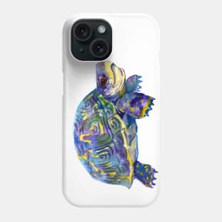 Baby Turtle Blue purple teal Nurseyr children turtle illustration Phone Case