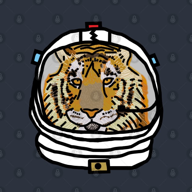 Tiger Astronaut Funny Animals in Space by ellenhenryart