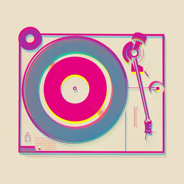 turntable offset cmyk graphic by HAPPY TRIP PRESS