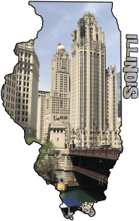 Illinois State Outline (Downtown Chicago) Magnet