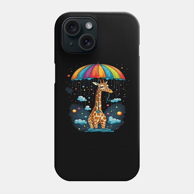 Giraffe Rainy Day With Umbrella Phone Case by JH Mart