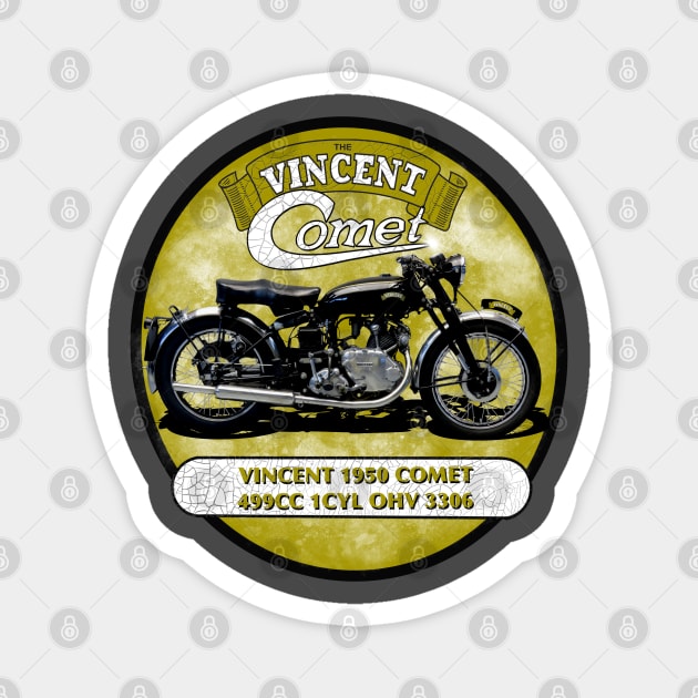 1950 500cc Comet Classic Motorcycle 1CYL OHV Magnet by MotorManiac