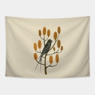 Swallow on a tree in golden brown Tapestry