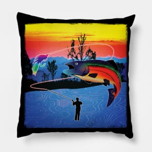 Fly Fishing for Rainbow Trout Pillow