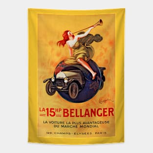 Woman Heralding The 15 HP Bellanger Car, France 1921 Tapestry